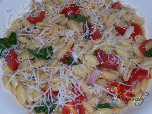 Orecchini Pasta Salad with Red Onions, Tomatoes, Basil and Balsamic ...